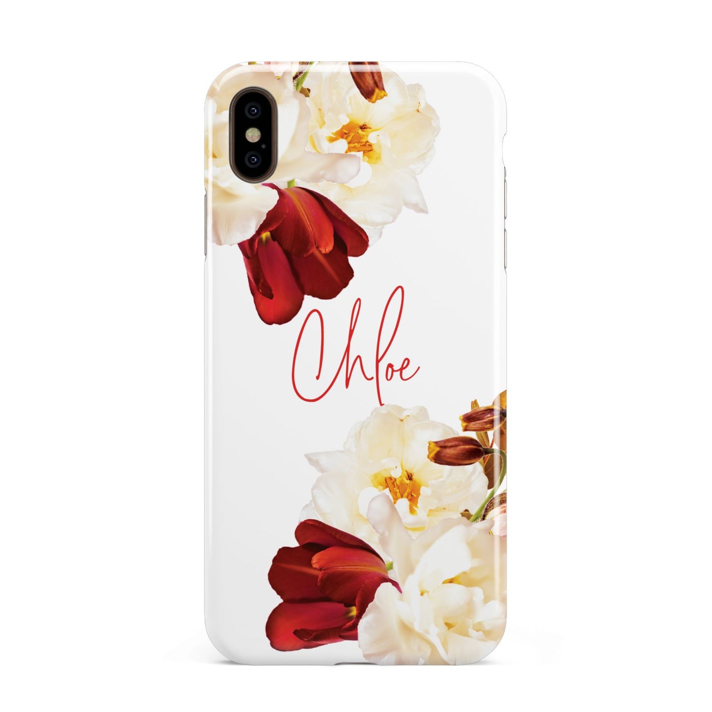 Personalised Name Transparent Clear Floral Apple iPhone Xs Max 3D Tough Case