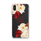 Personalised Name Transparent Clear Floral Apple iPhone Xs Max Impact Case Pink Edge on Black Phone