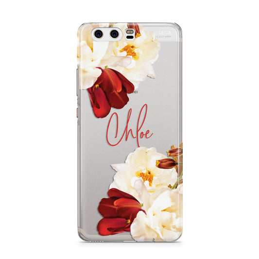 Personalised Name Transparent Clear Floral Huawei P10 Phone Case