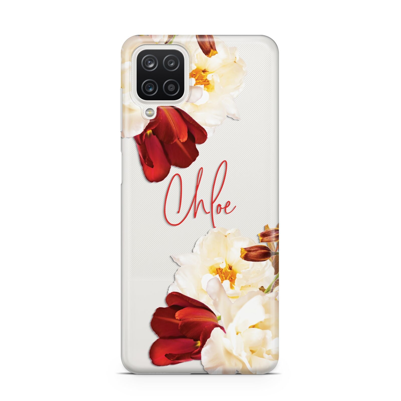 Personalised Name Transparent Clear Floral Samsung A12 Case