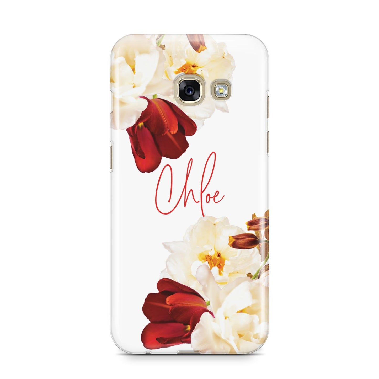Personalised Name Transparent Clear Floral Samsung Galaxy A3 2017 Case on gold phone