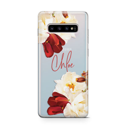 Personalised Name Transparent Clear Floral Samsung Galaxy S10 Case