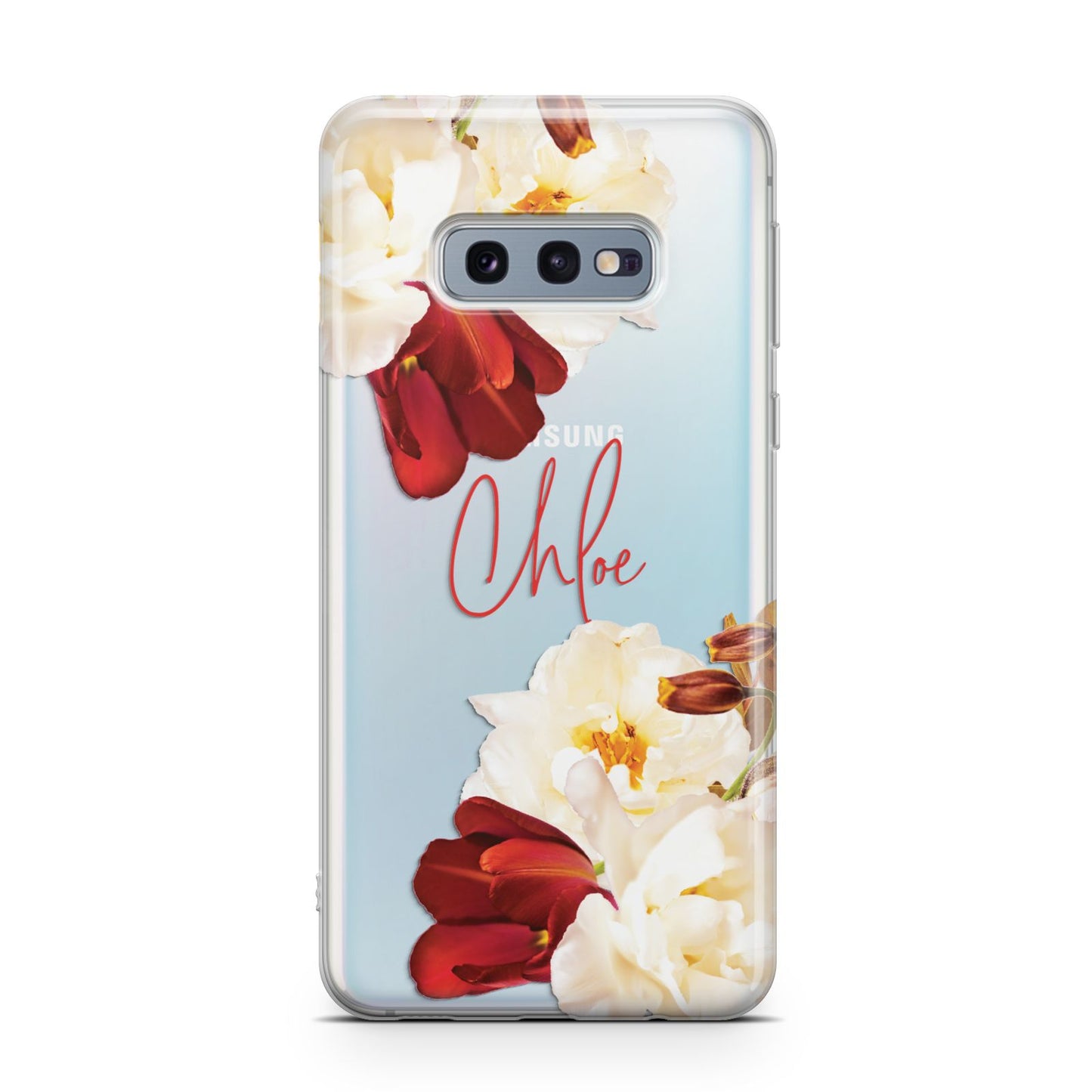 Personalised Name Transparent Clear Floral Samsung Galaxy S10E Case