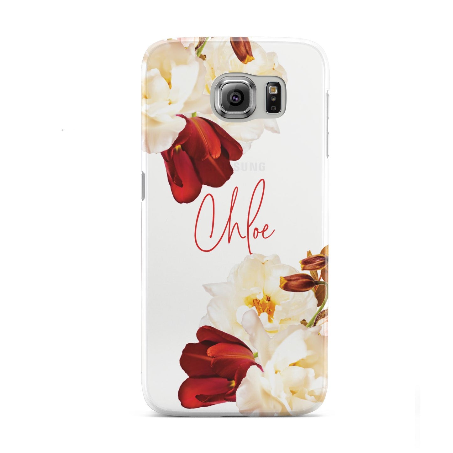 Personalised Name Transparent Clear Floral Samsung Galaxy S6 Case