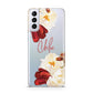 Personalised Name Transparent Clear Floral Samsung S21 Plus Phone Case