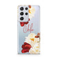 Personalised Name Transparent Clear Floral Samsung S21 Ultra Case
