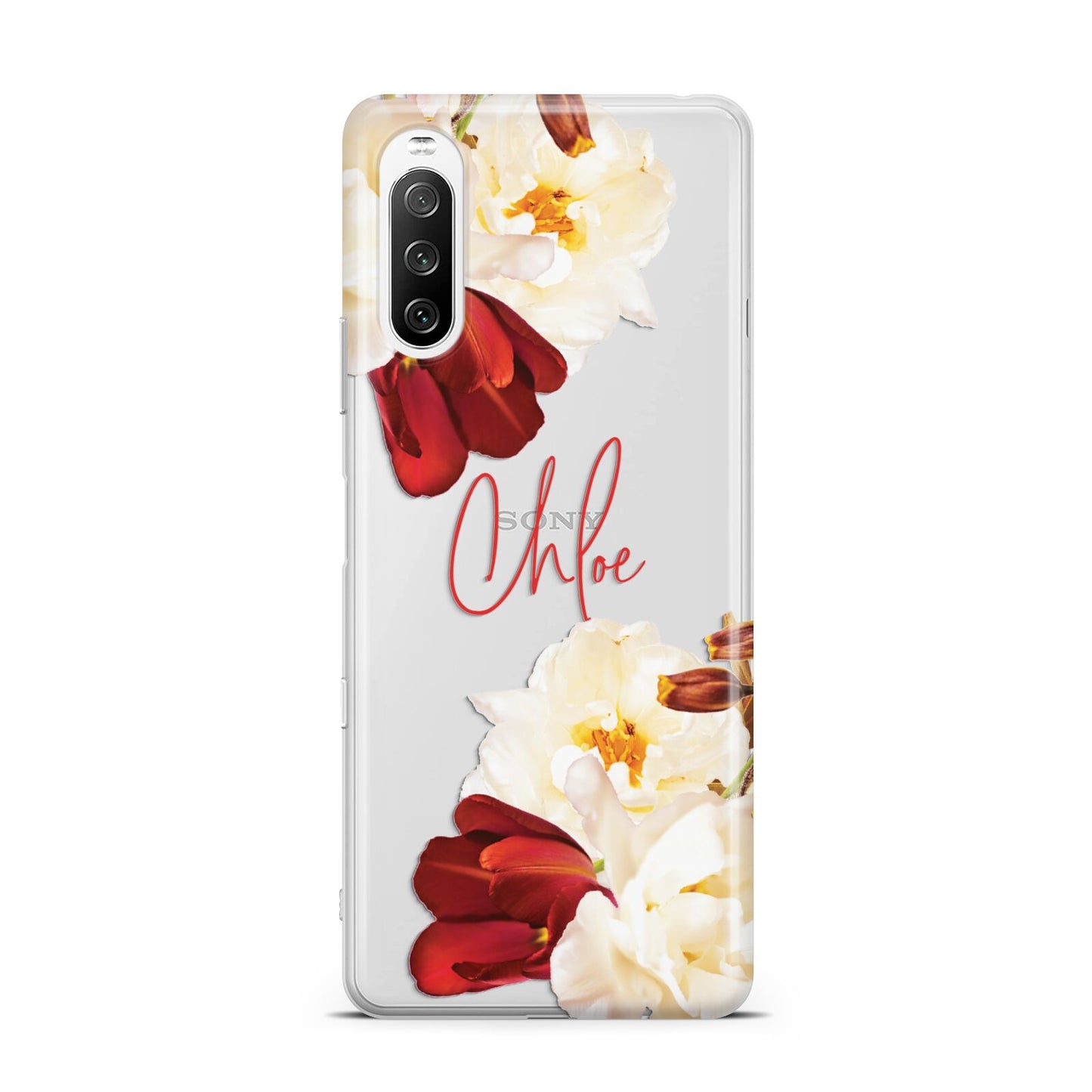Personalised Name Transparent Clear Floral Sony Xperia 10 III Case