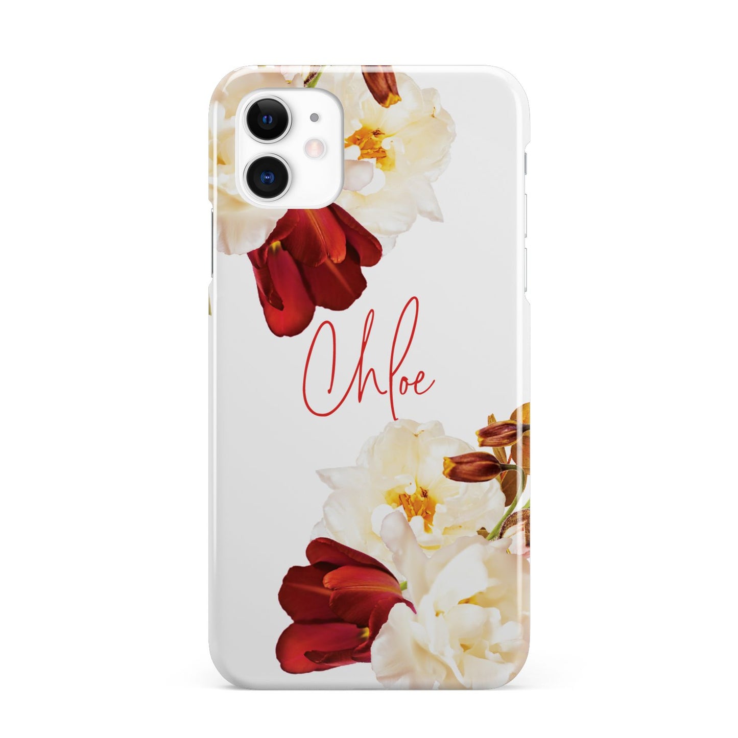Personalised Name Transparent Clear Floral iPhone 11 3D Snap Case