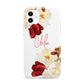 Personalised Name Transparent Clear Floral iPhone 11 3D Tough Case