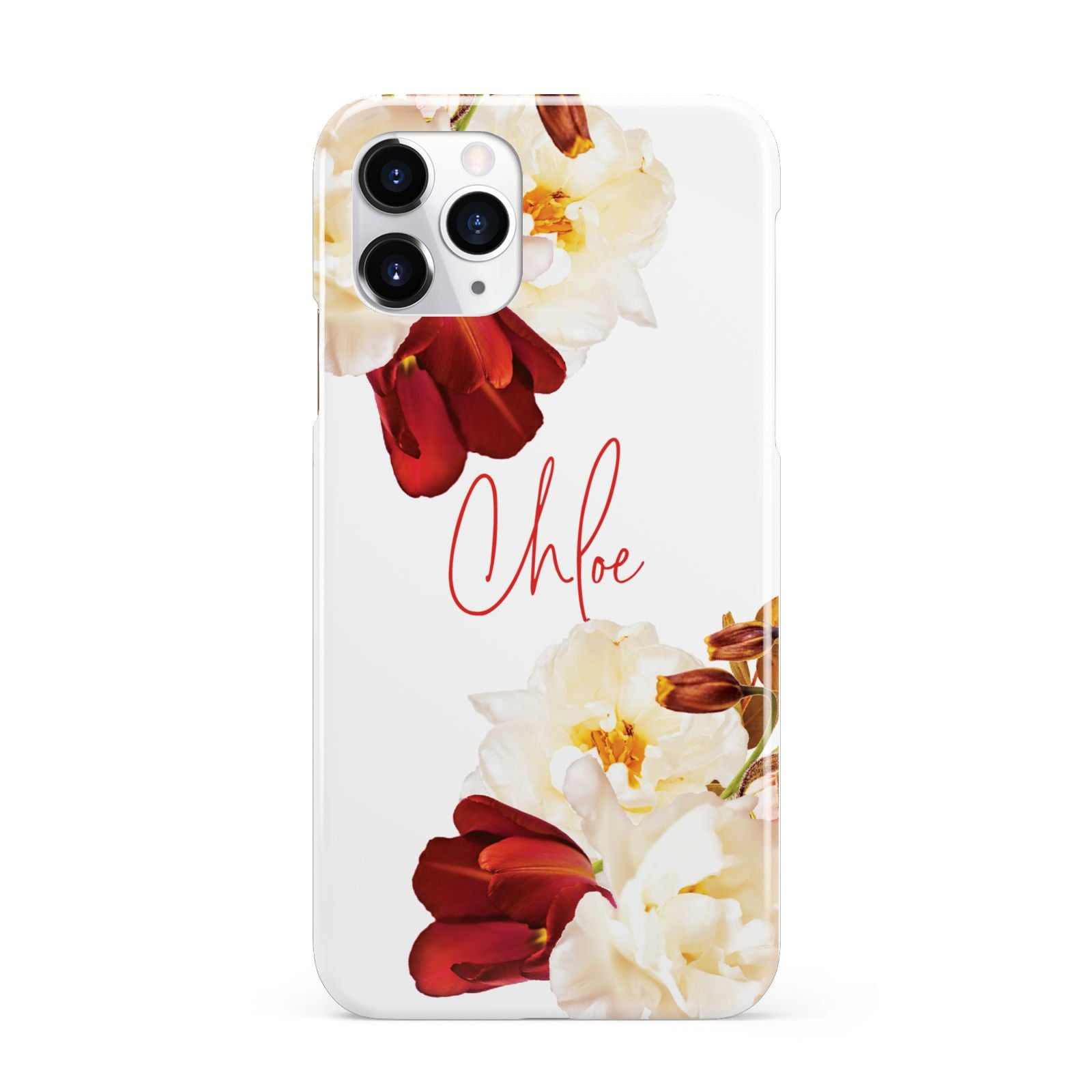 Personalised Name Transparent Clear Floral iPhone 11 Pro 3D Snap Case