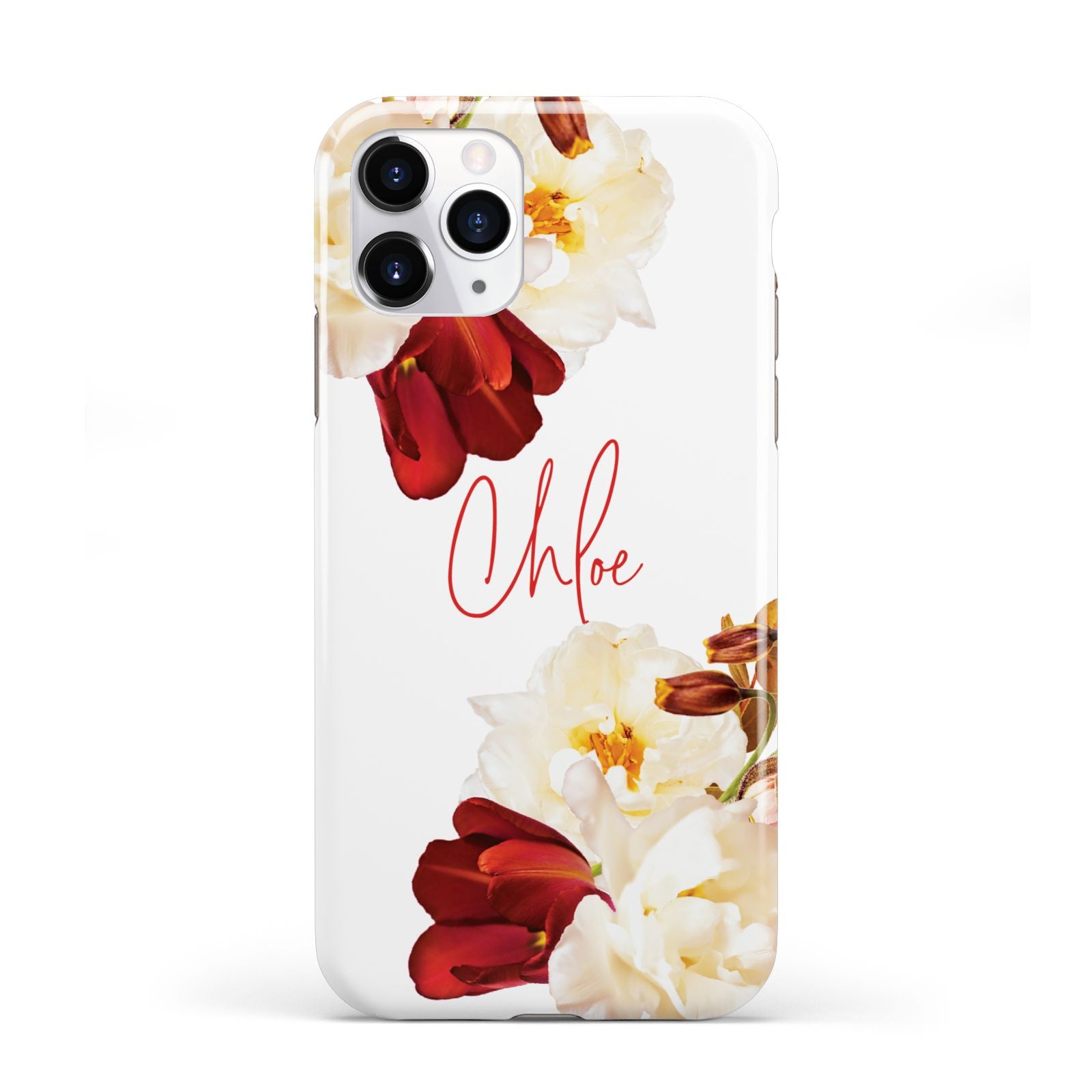 Personalised Name Transparent Clear Floral iPhone 11 Pro 3D Tough Case