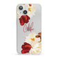 Personalised Name Transparent Clear Floral iPhone 13 Clear Bumper Case