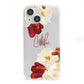 Personalised Name Transparent Clear Floral iPhone 13 Mini Clear Bumper Case