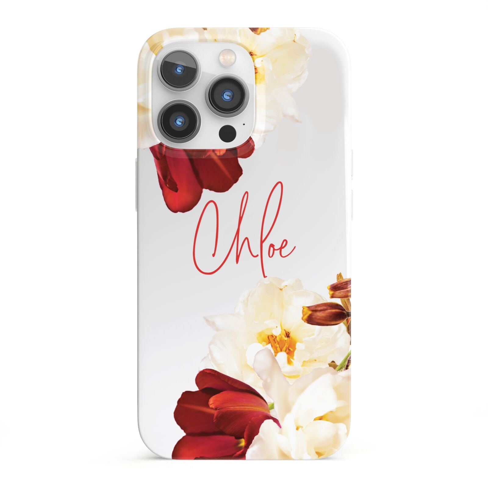 Personalised Name Transparent Clear Floral iPhone 13 Pro Full Wrap 3D Snap Case
