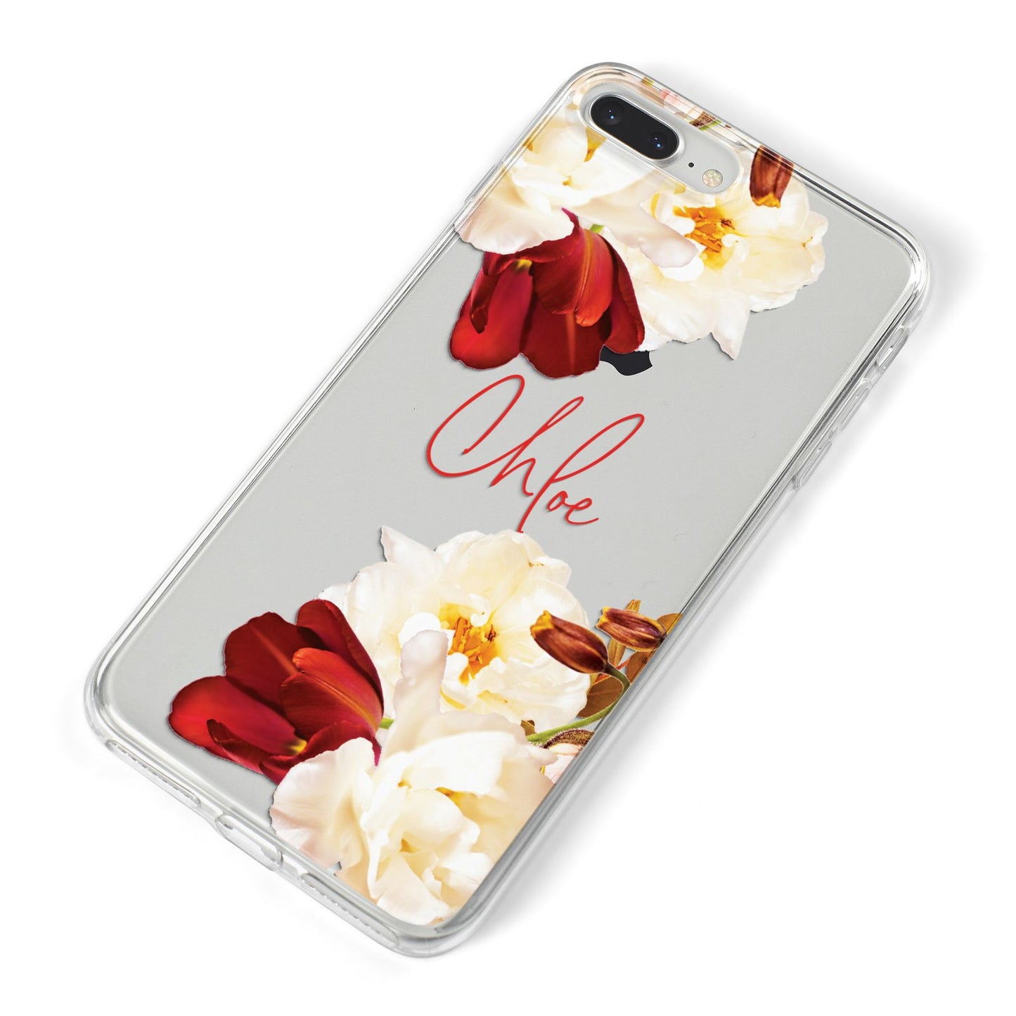 Personalised Name Transparent Clear Floral iPhone 8 Plus Bumper Case on Silver iPhone Alternative Image