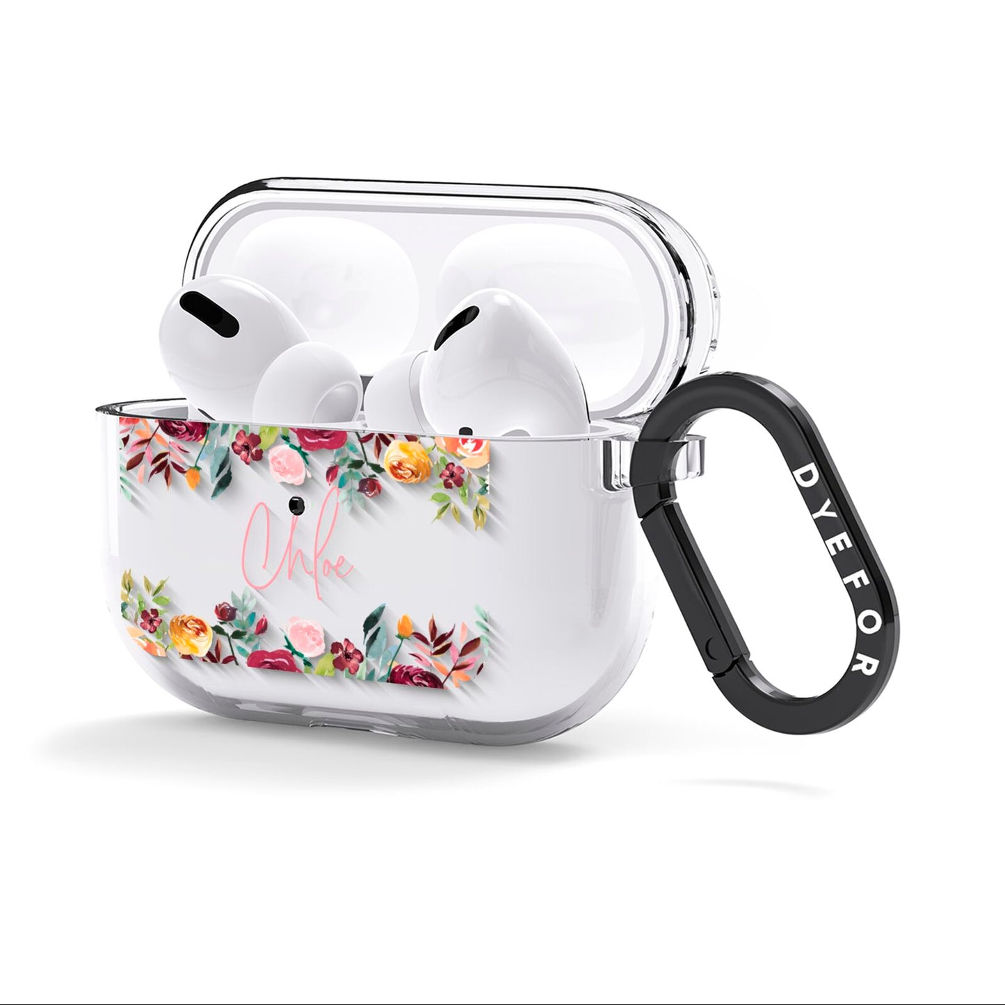 Personalised Name Transparent Flowers AirPods Clear Case 3rd Gen Side Image