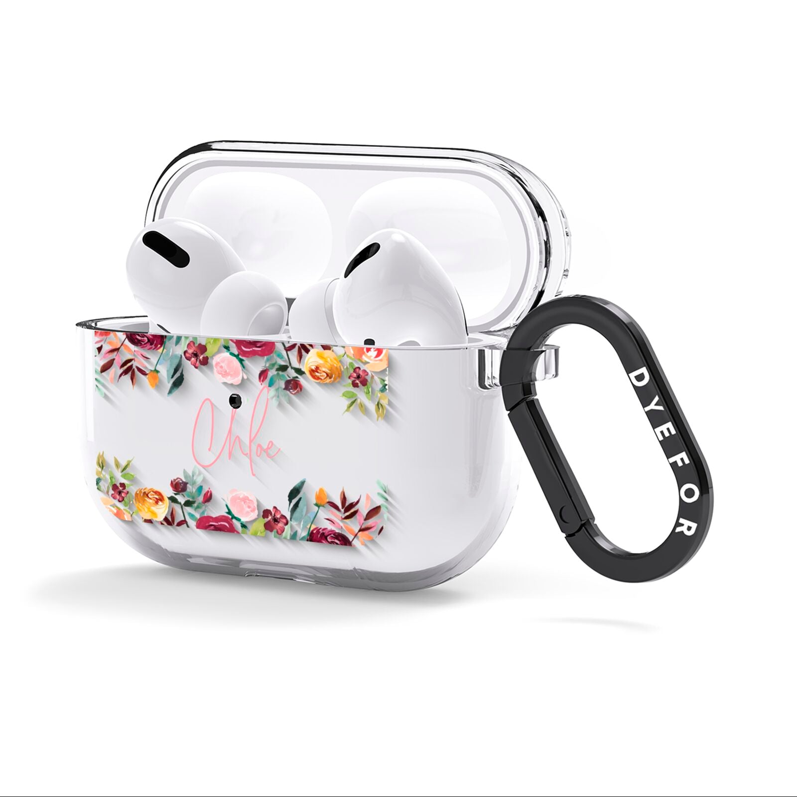 Personalised Name Transparent Flowers AirPods Clear Case 3rd Gen Side Image