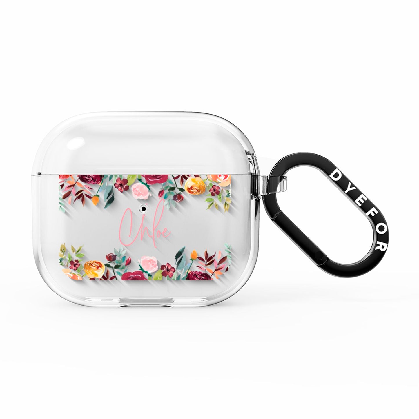 Personalised Name Transparent Flowers AirPods Clear Case 3rd Gen