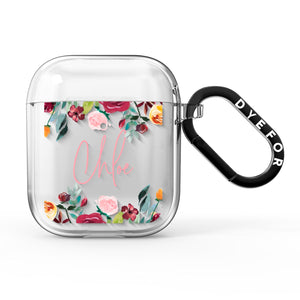 Personalised Name Transparent & Flowers AirPods Case