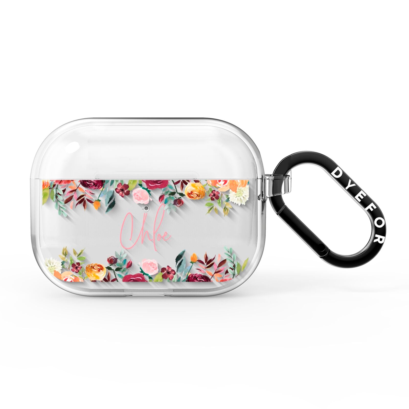 Personalised Name Transparent Flowers AirPods Pro Clear Case