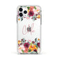 Personalised Name Transparent Flowers Apple iPhone 11 Pro in Silver with White Impact Case