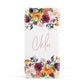 Personalised Name Transparent Flowers Apple iPhone 6 3D Snap Case