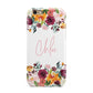 Personalised Name Transparent Flowers Apple iPhone 6 3D Tough Case
