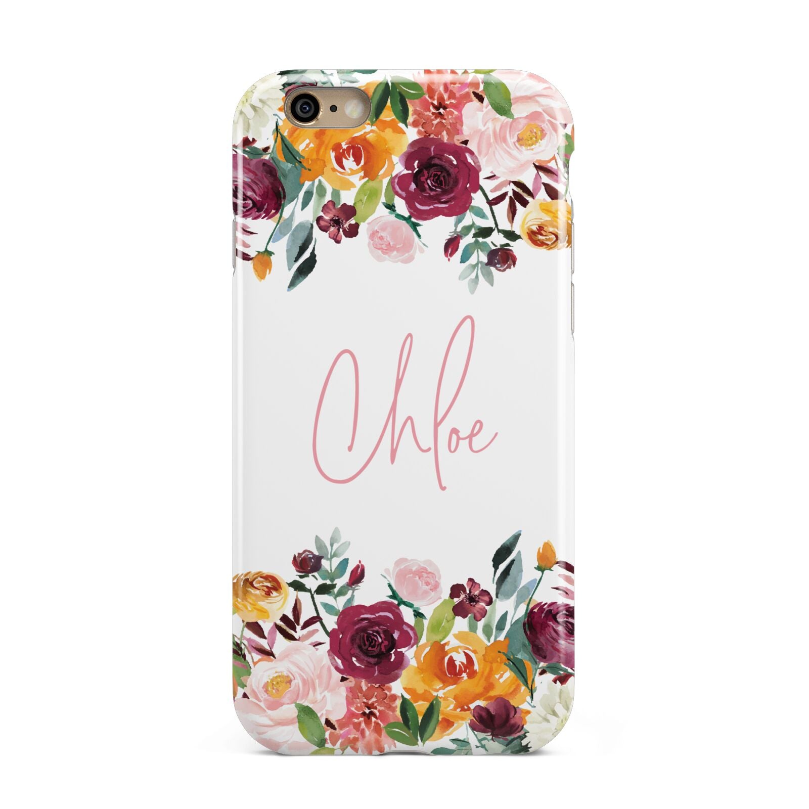 Personalised Name Transparent Flowers Apple iPhone 6 3D Tough Case