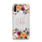 Personalised Name Transparent Flowers Huawei P30 Lite Phone Case
