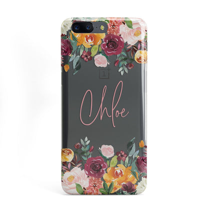 Personalised Name Transparent Flowers OnePlus Case