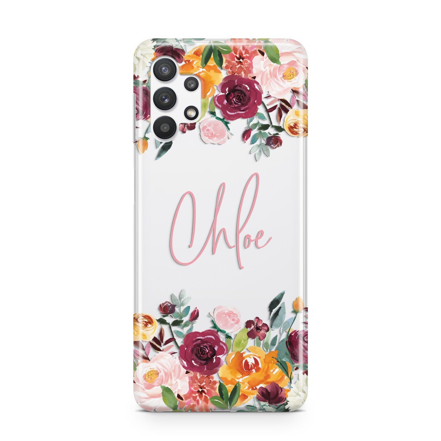 Personalised Name Transparent Flowers Samsung A32 5G Case