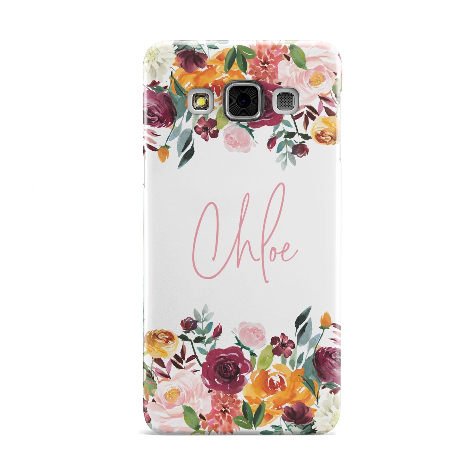 Personalised Name Transparent Flowers Samsung Galaxy A3 Case