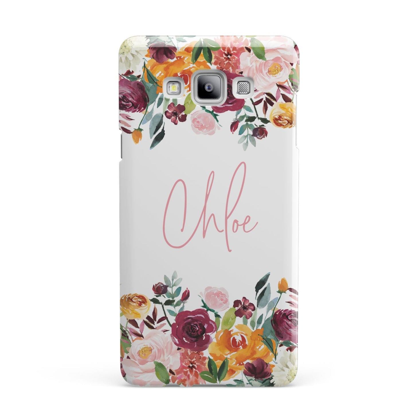 Personalised Name Transparent Flowers Samsung Galaxy A7 2015 Case