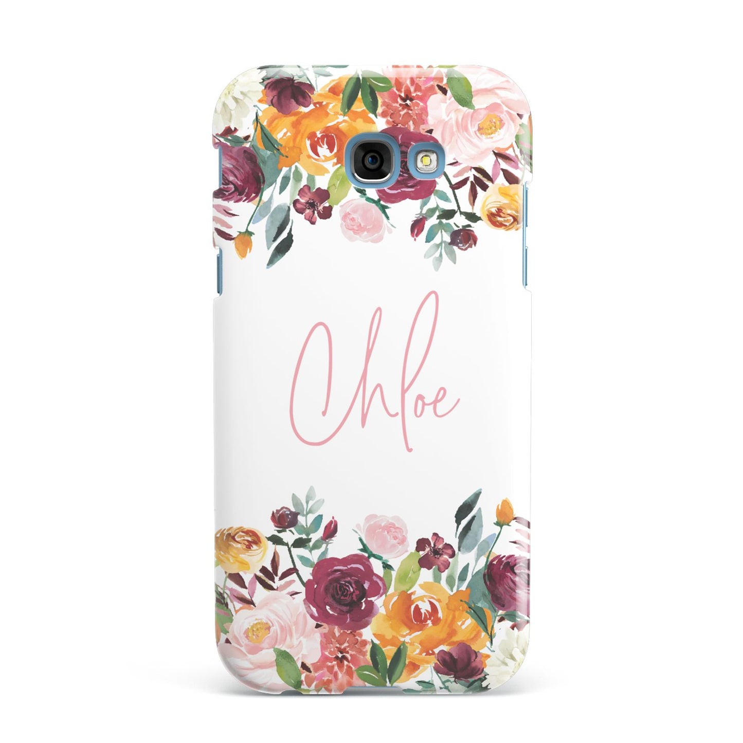 Personalised Name Transparent Flowers Samsung Galaxy A7 2017 Case