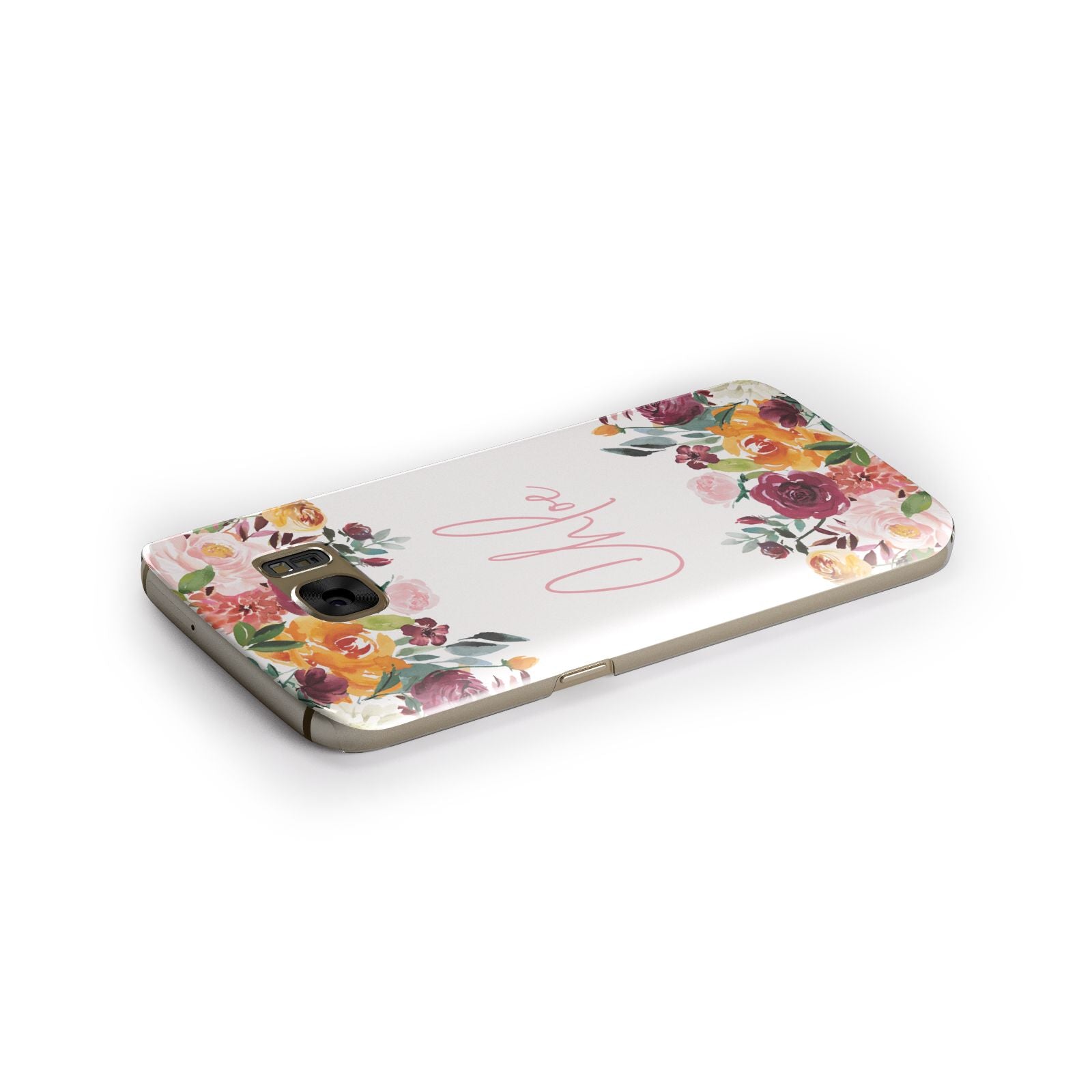 Personalised Name Transparent Flowers Samsung Galaxy Case Side Close Up