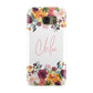 Personalised Name Transparent Flowers Samsung Galaxy Case