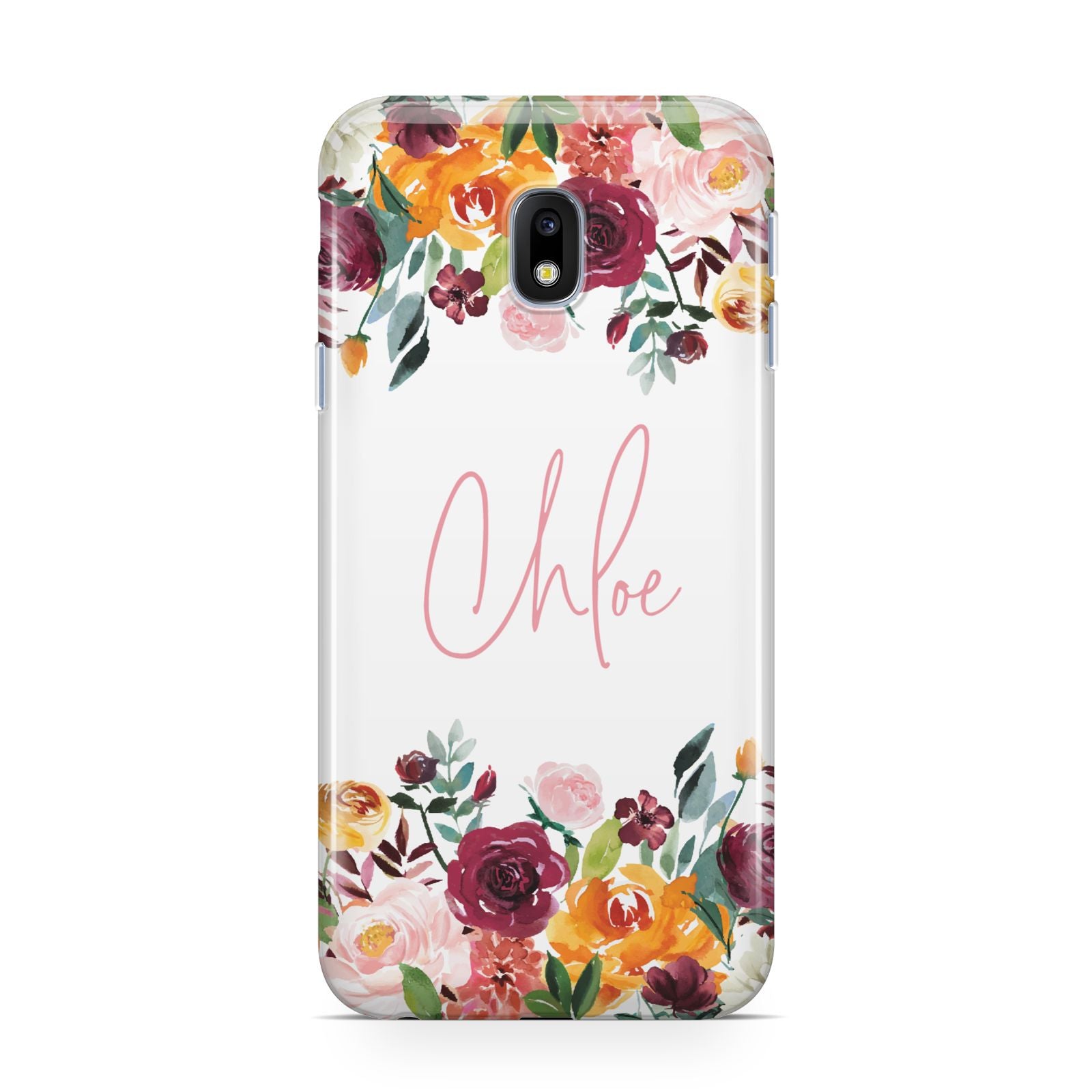 Personalised Name Transparent Flowers Samsung Galaxy J3 2017 Case