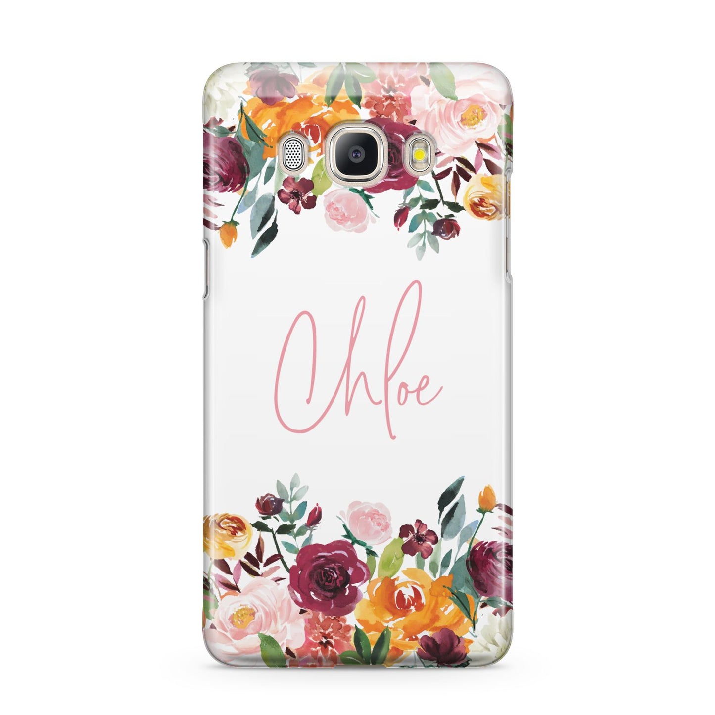 Personalised Name Transparent Flowers Samsung Galaxy J5 2016 Case