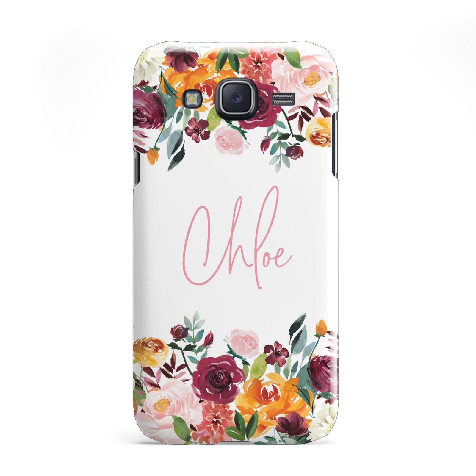 Personalised Name Transparent Flowers Samsung Galaxy J5 Case
