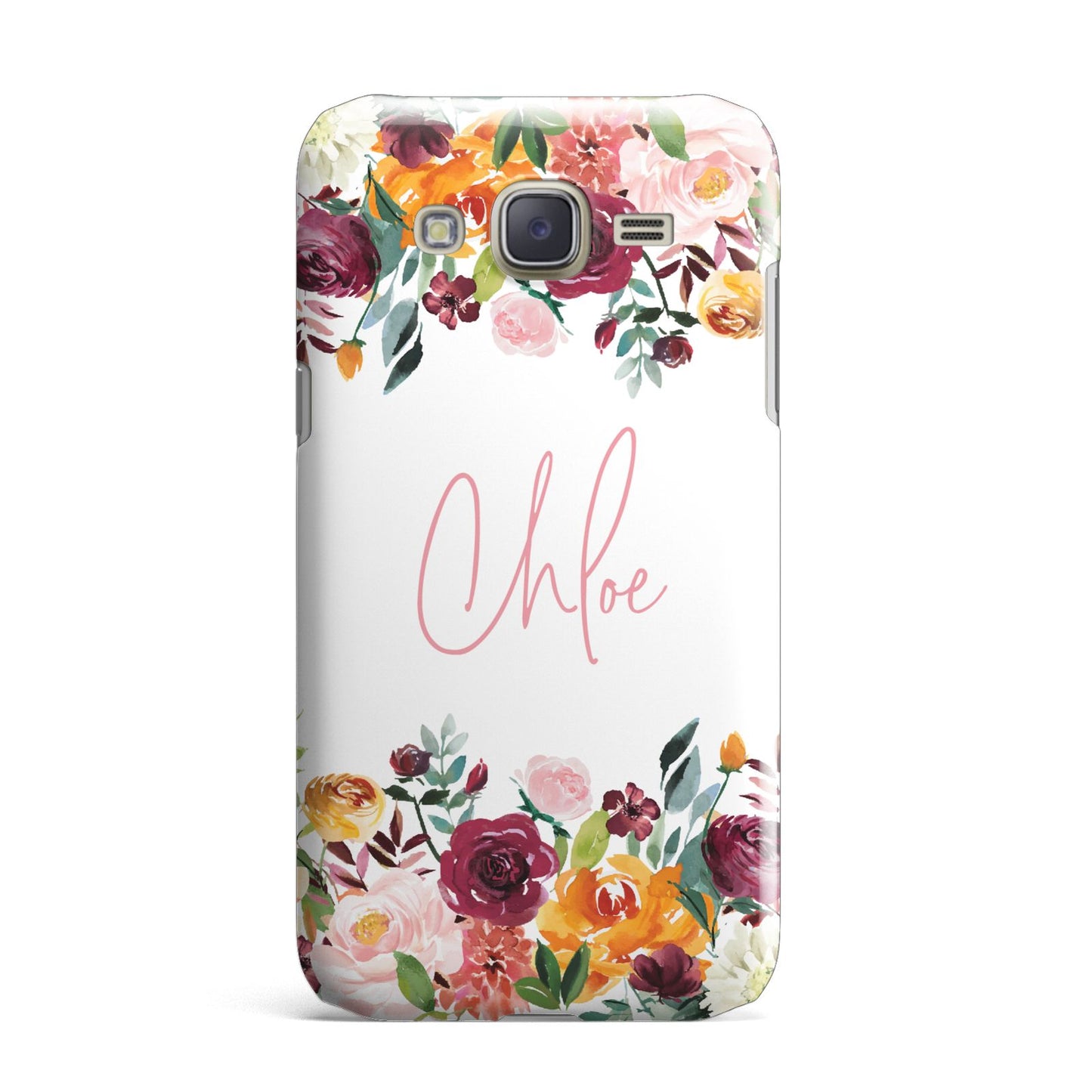 Personalised Name Transparent Flowers Samsung Galaxy J7 Case