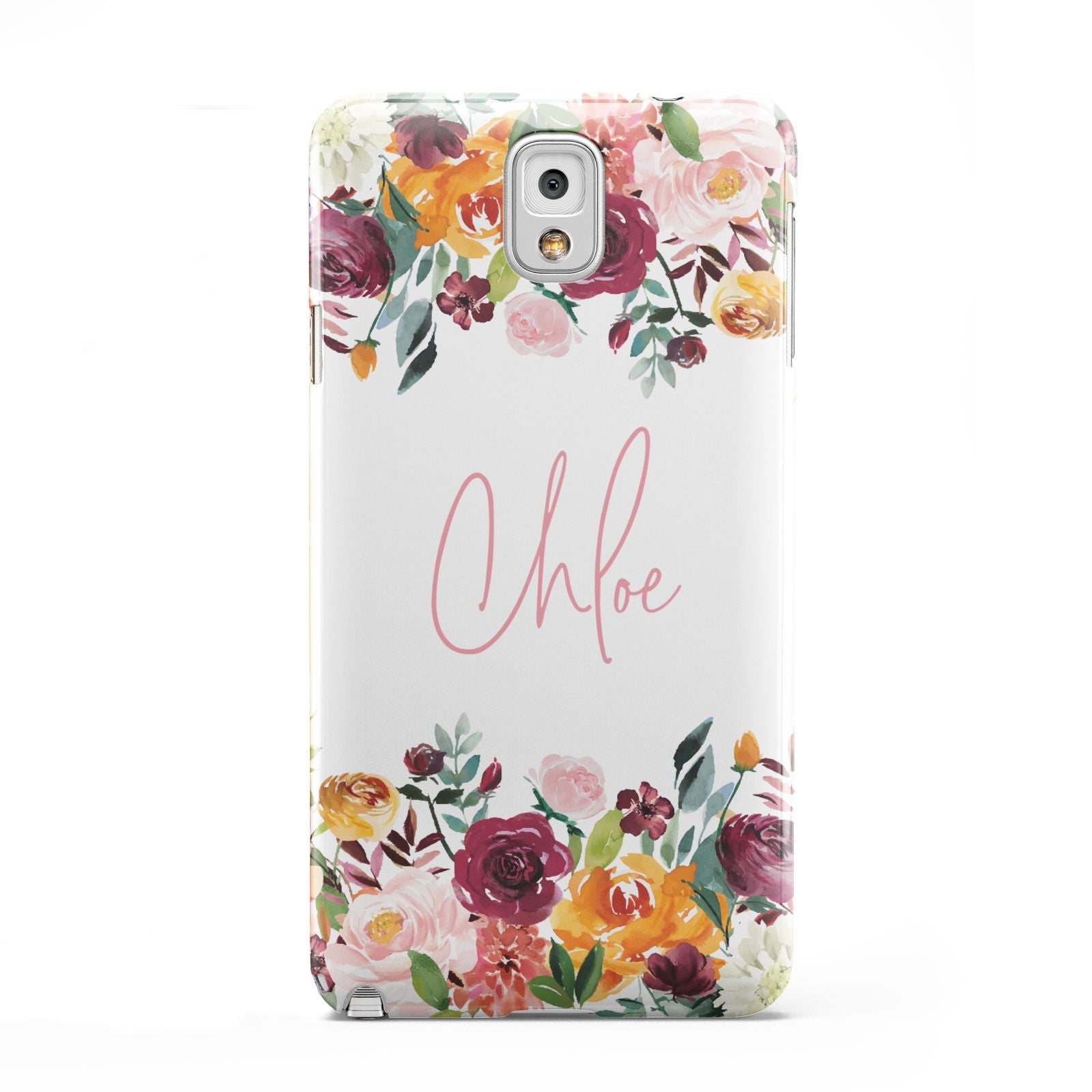 Personalised Name Transparent Flowers Samsung Galaxy Note 3 Case