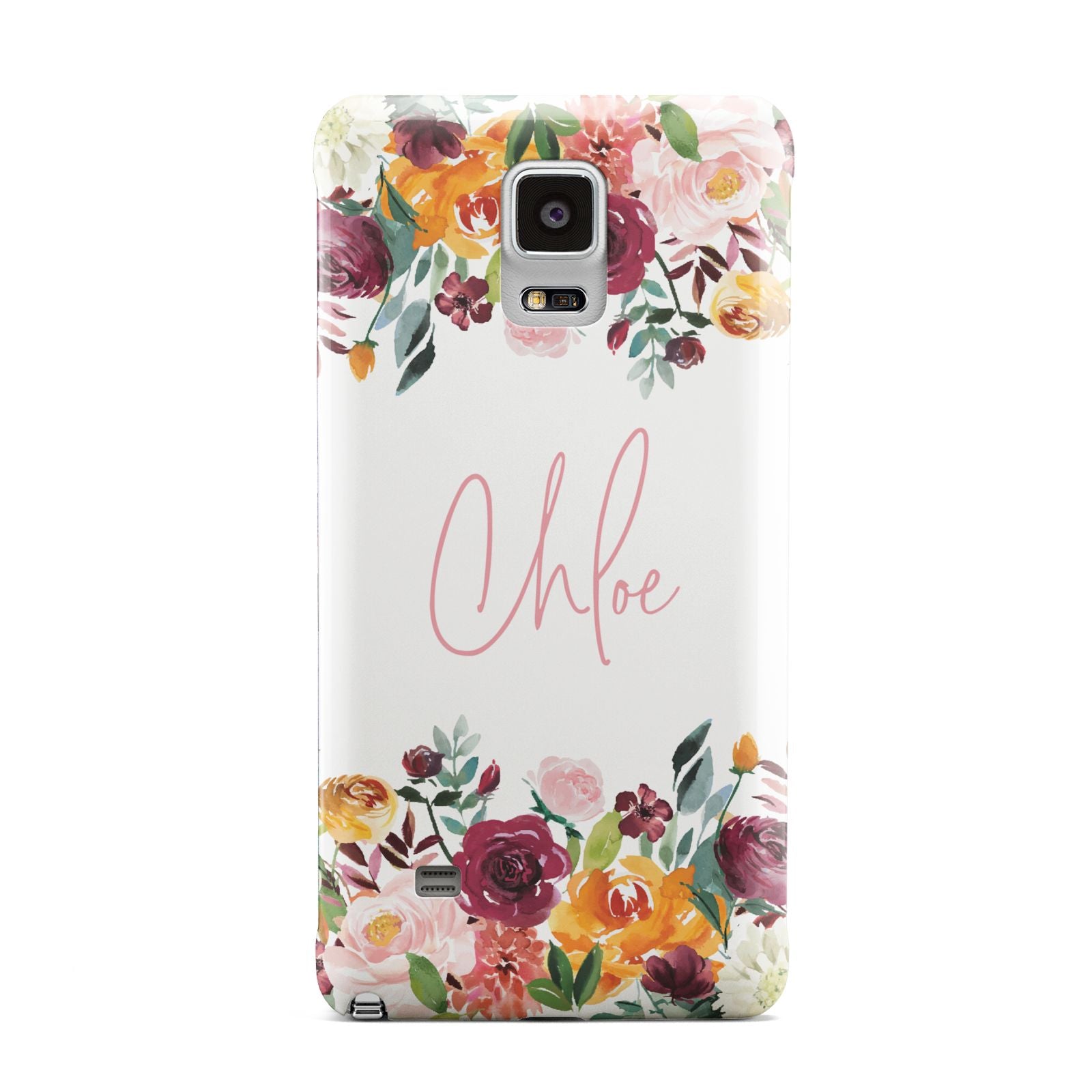 Personalised Name Transparent Flowers Samsung Galaxy Note 4 Case