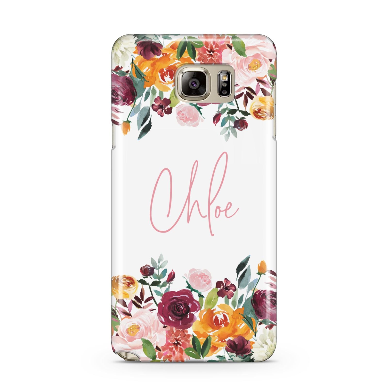 Personalised Name Transparent Flowers Samsung Galaxy Note 5 Case