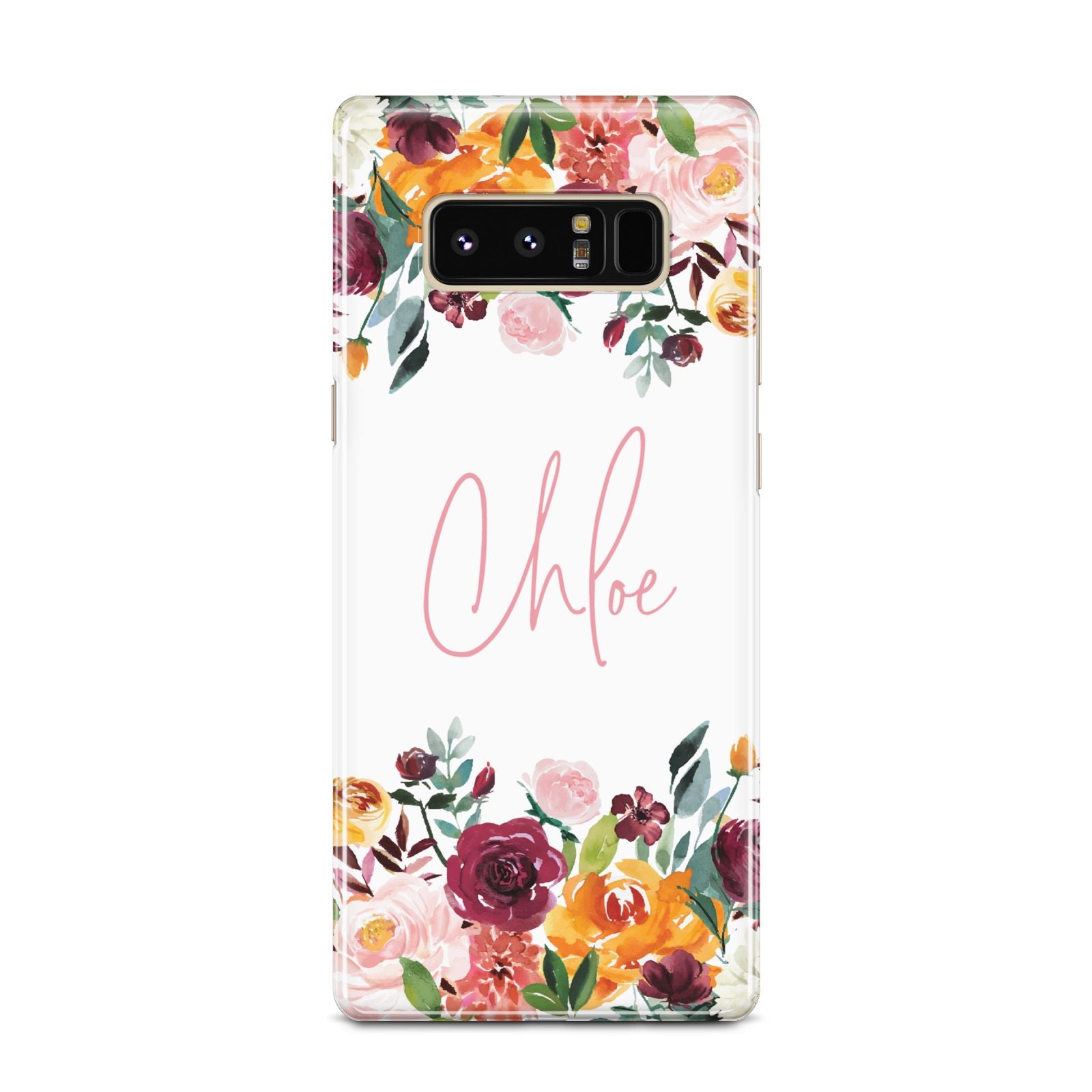 Personalised Name Transparent Flowers Samsung Galaxy Note 8 Case