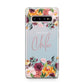 Personalised Name Transparent Flowers Samsung Galaxy S10 Plus Case