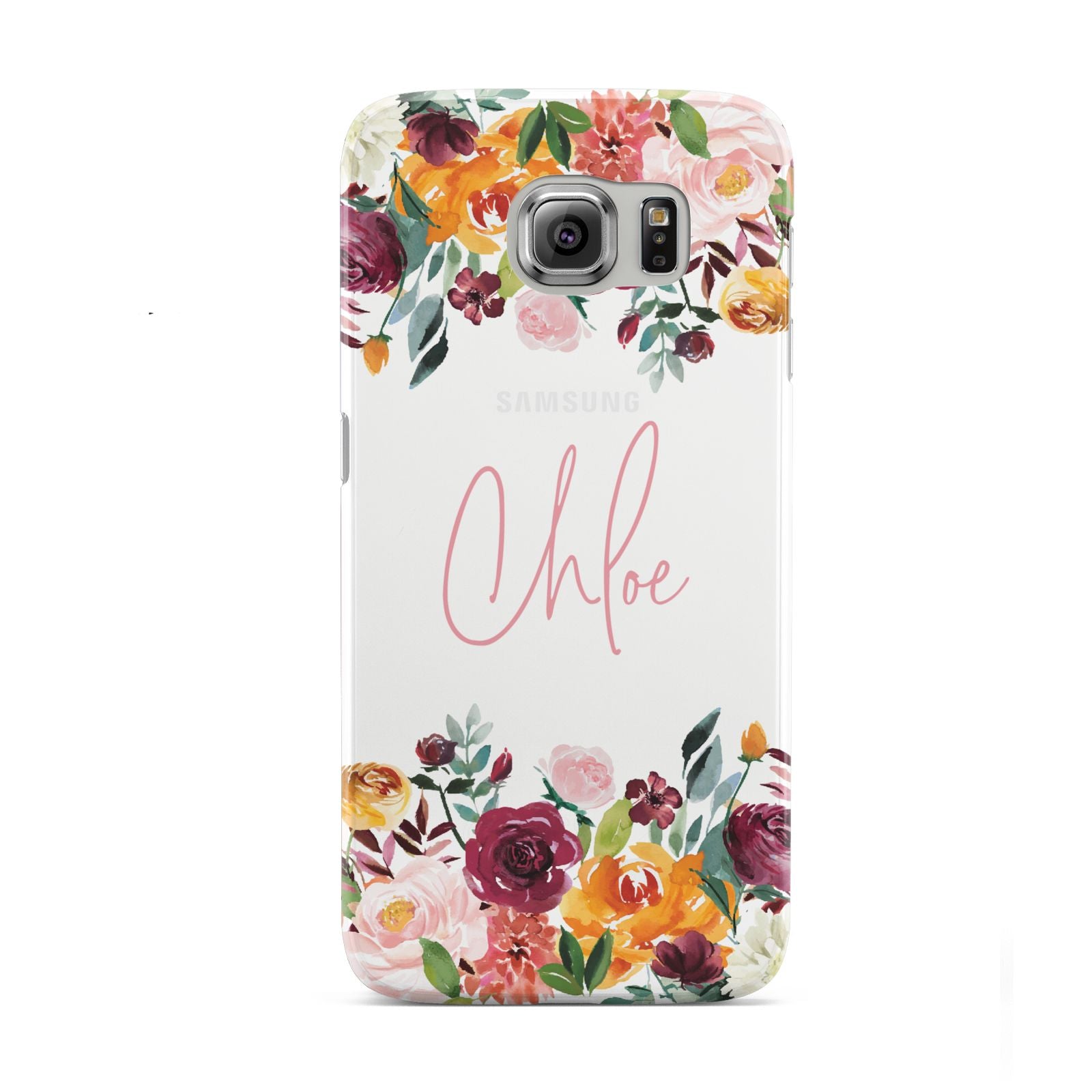 Personalised Name Transparent Flowers Samsung Galaxy S6 Case