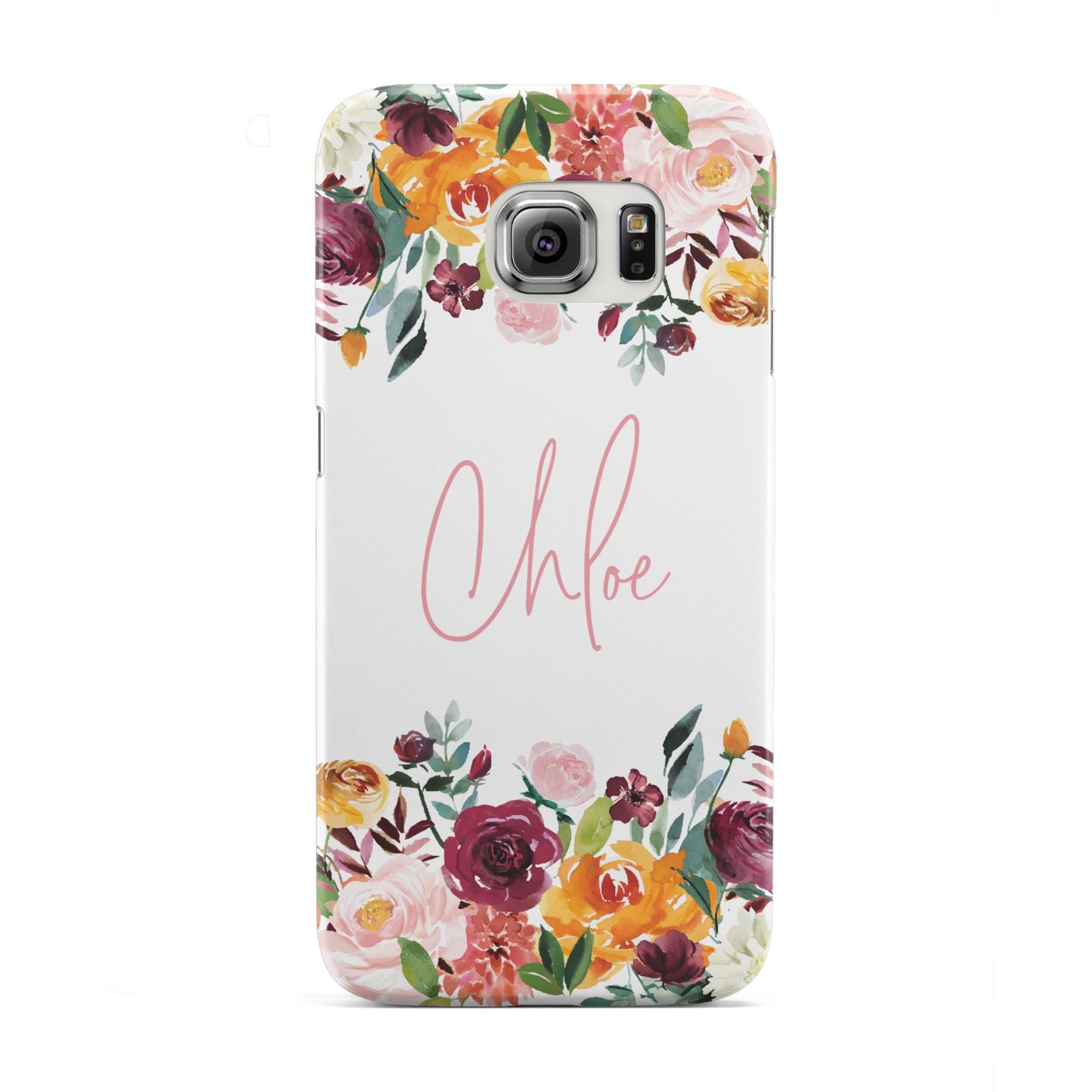 Personalised Name Transparent Flowers Samsung Galaxy S6 Edge Case
