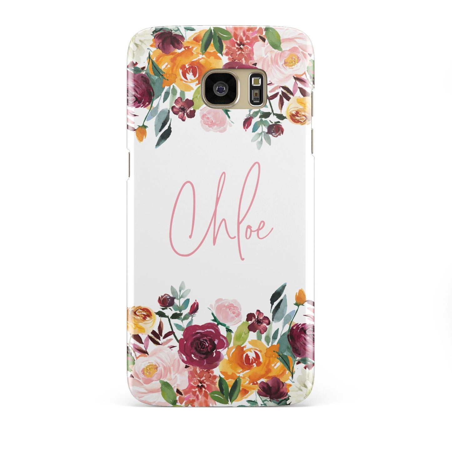 Personalised Name Transparent Flowers Samsung Galaxy S7 Edge Case