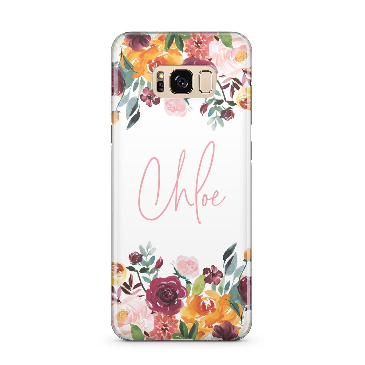 Personalised Name Transparent Flowers Samsung Galaxy S8 Plus Case