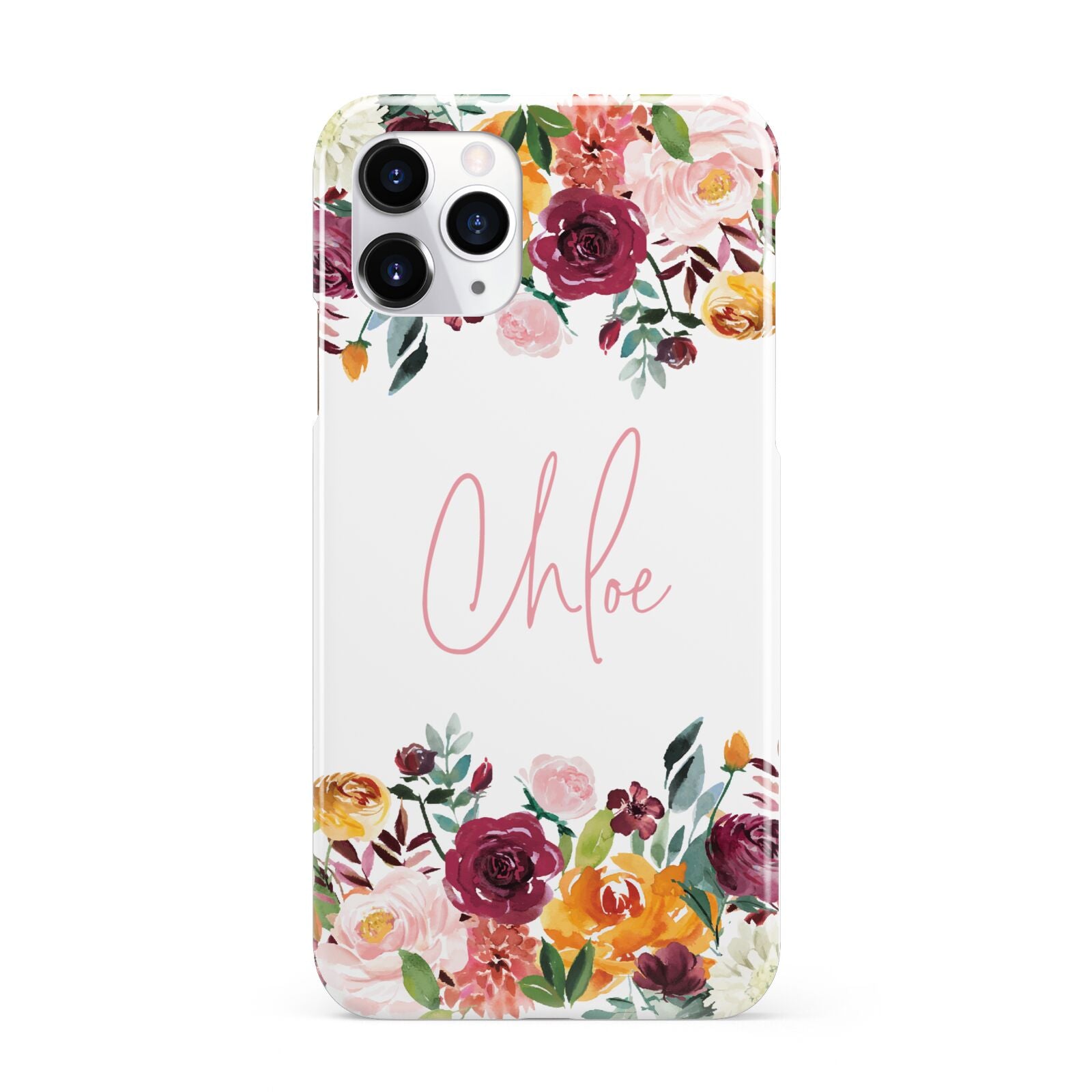 Personalised Name Transparent Flowers iPhone 11 Pro 3D Snap Case